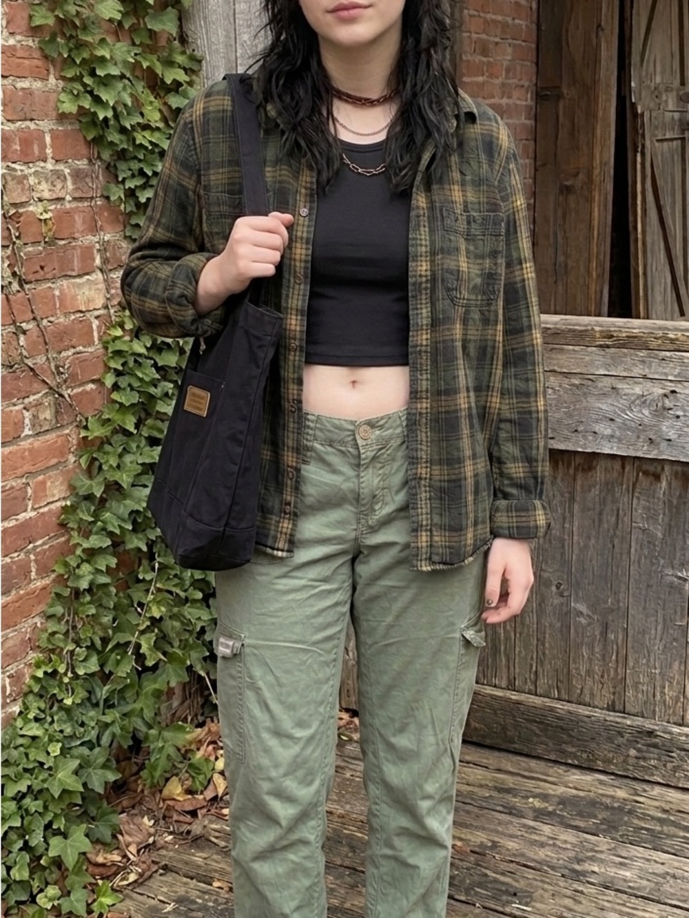 BONGO Olive Green Wide Leg Cargo Pants